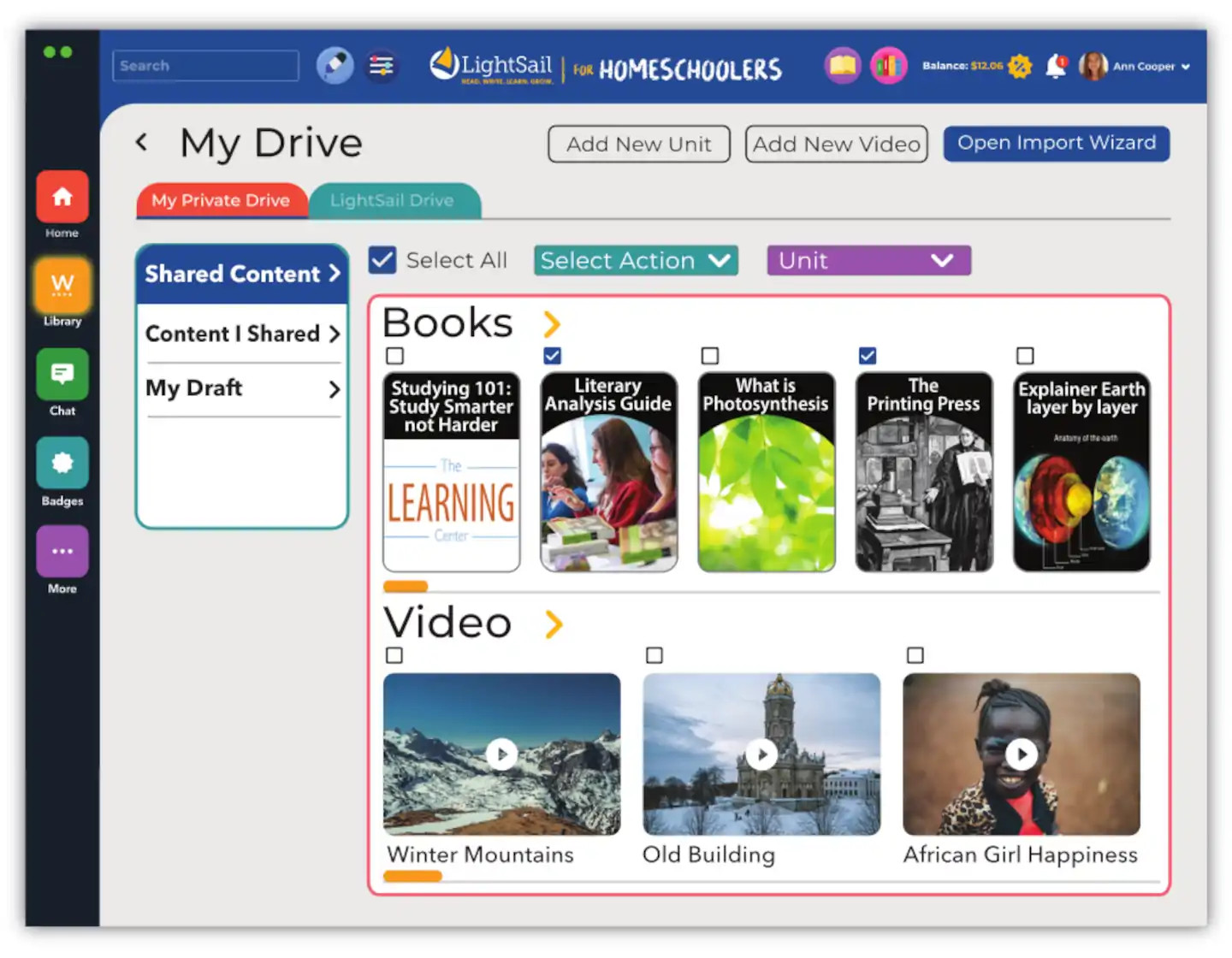 Import Content/Private Drive