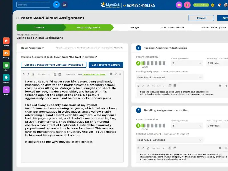 Lectura en voz alta/Tareas de relectura